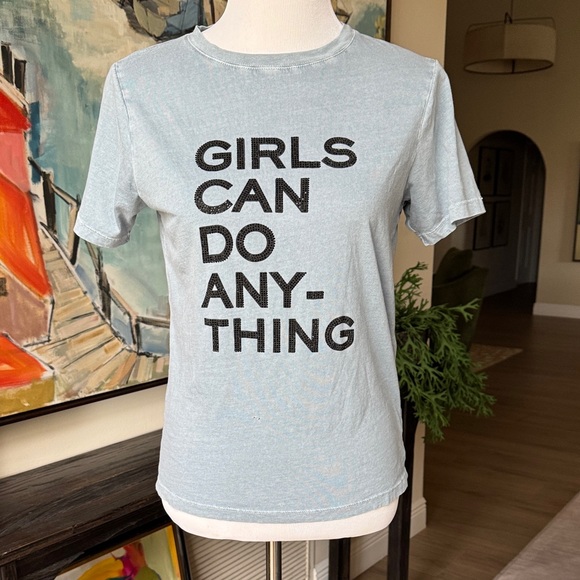 Zadig & Voltaire Tops - Zadig & Voltaire Light Blue Tee - Girls Can Do Anything